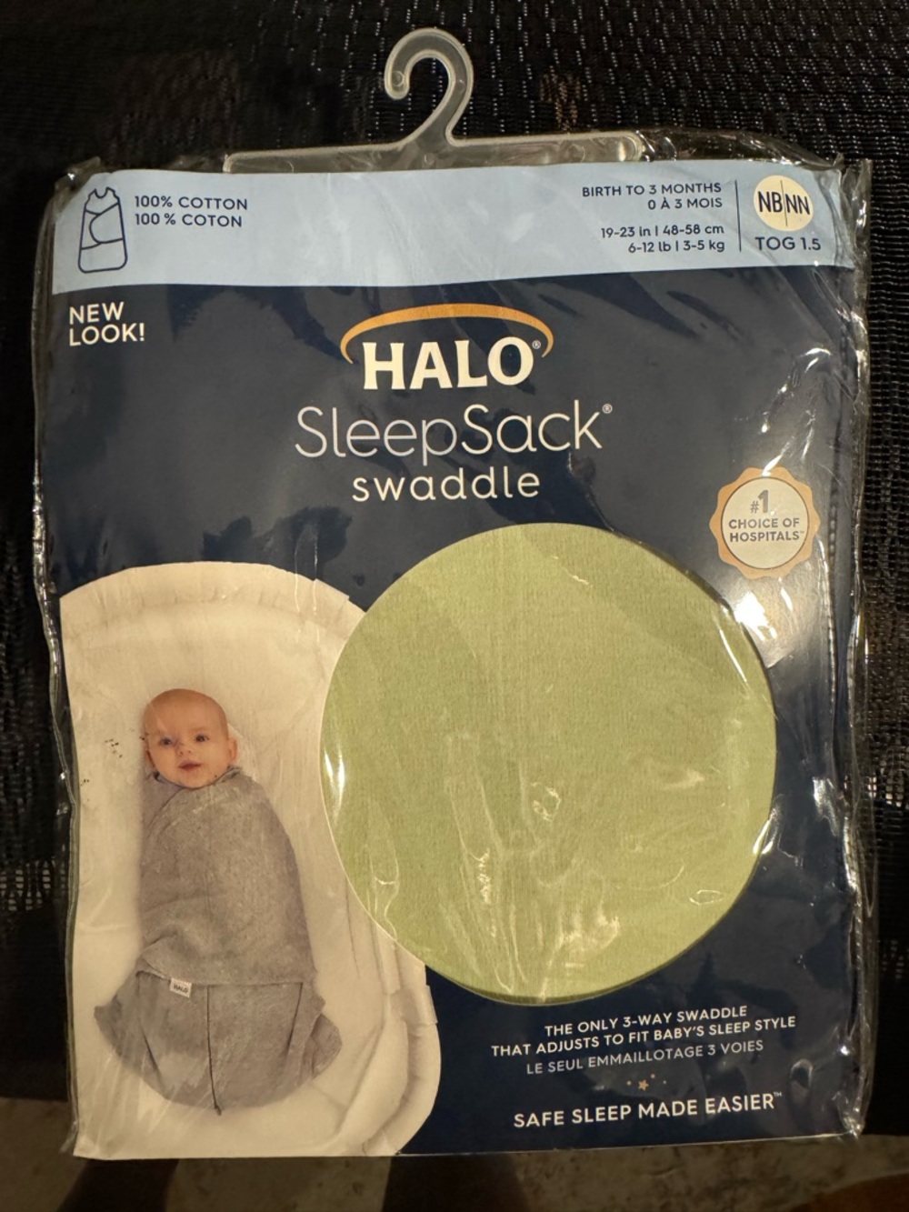 Halo SleepSack Swaddle Navy Blue with Light Green Accent